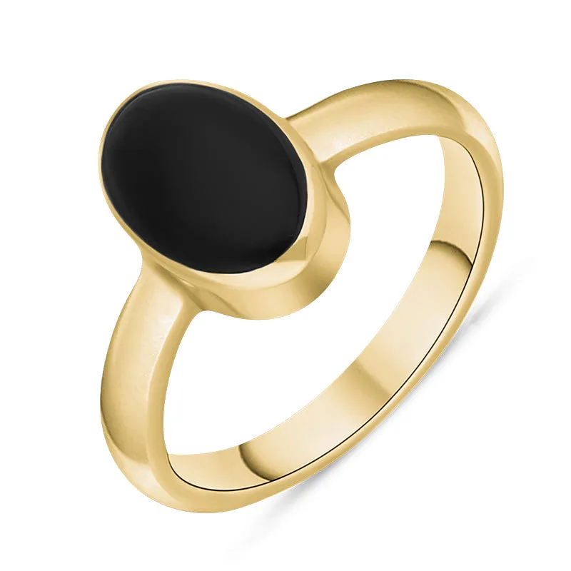 9ct Yellow Gold Whitby Jet Oval Shaped Ring sold by Jura Watches
