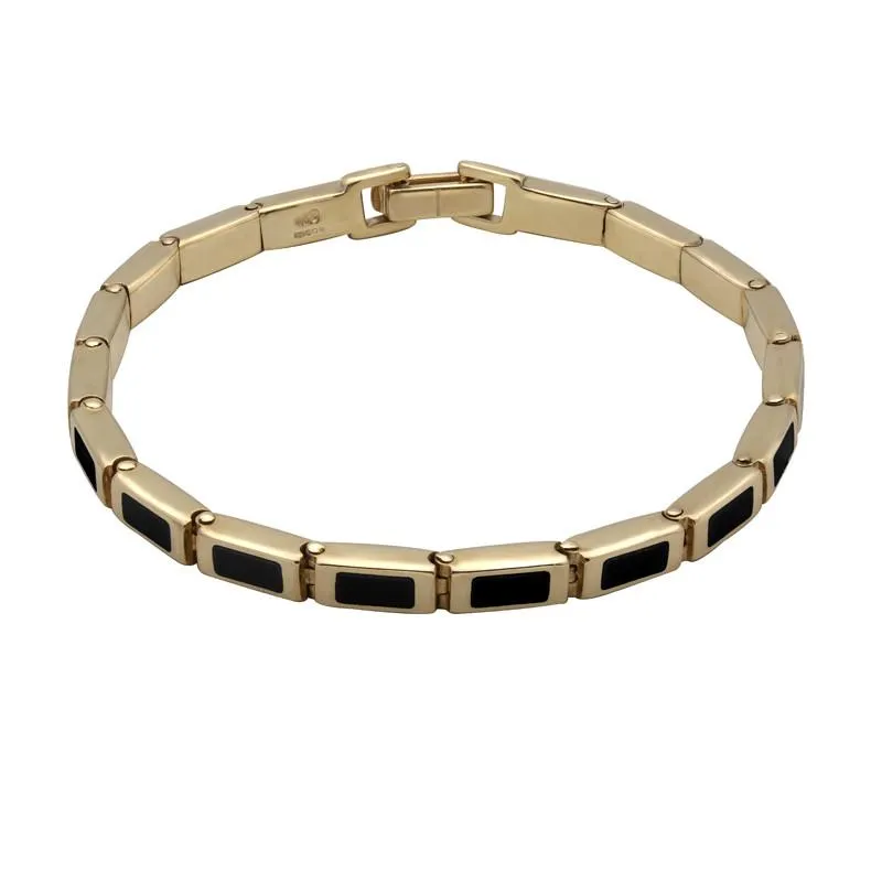 9ct Yellow Gold Whitby Jet Petite Oblong Bracelet sold by Jura Watches