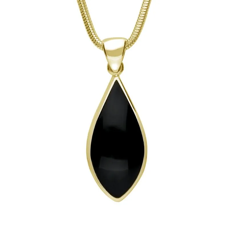9ct Yellow Gold Whitby Jet Pointed Pear Necklace sold by Jura Watches