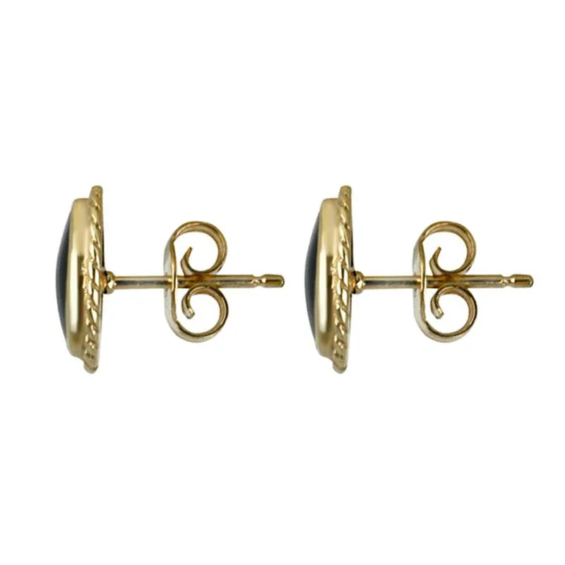 9ct Yellow Gold Whitby Jet Rope Edge Stud Earrings sold by Jura Watches product image thumbnail 2
