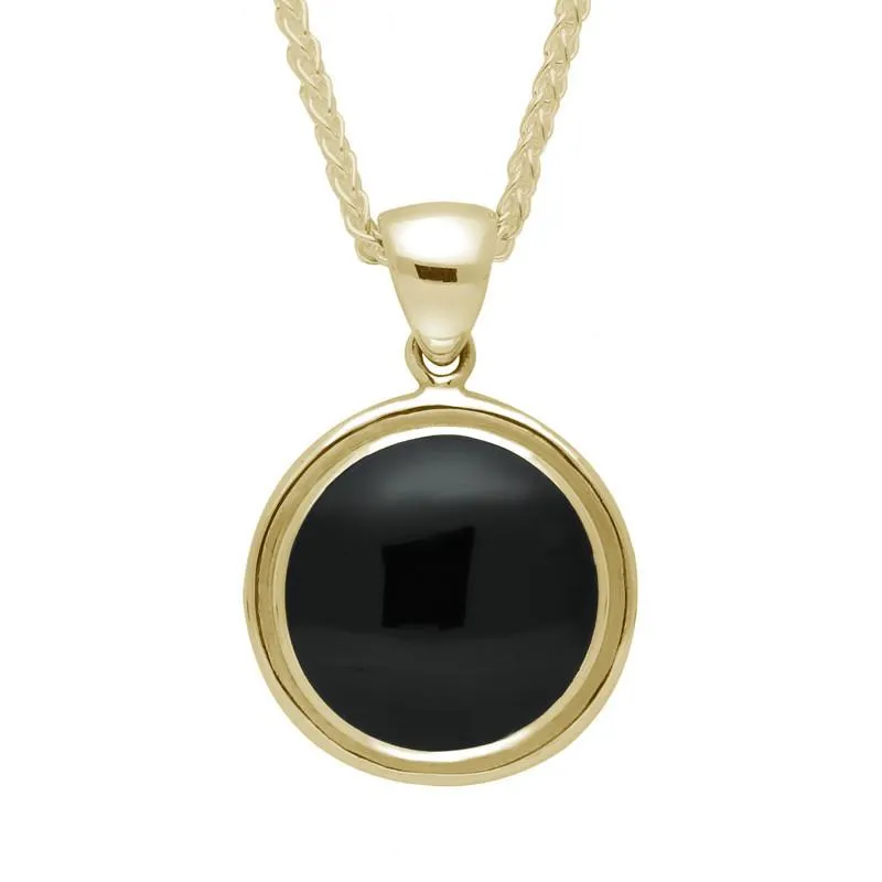 9ct Yellow Gold Whitby Jet Round Ribbed Necklace sold by Jura Watches