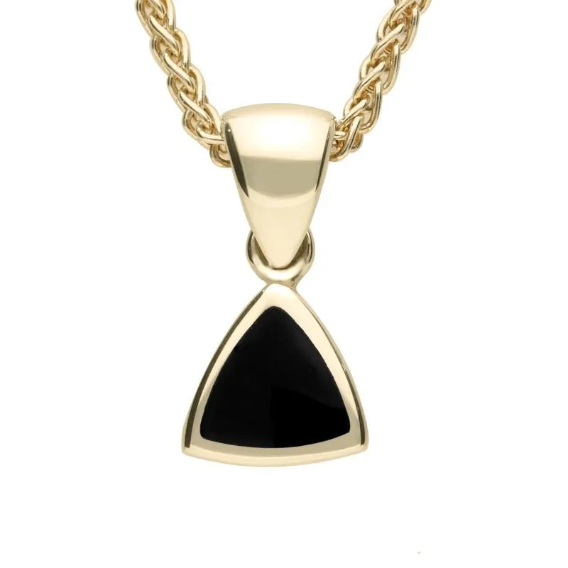 9ct Yellow Gold Whitby Jet Curved Triangle Small Necklace sold by Jura Watches