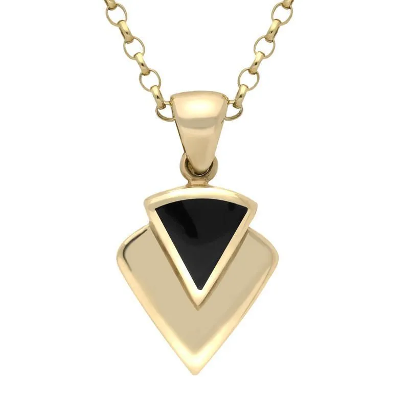 9ct Yellow Gold Whitby Jet Triangular Arrowhead Necklace sold by Jura Watches