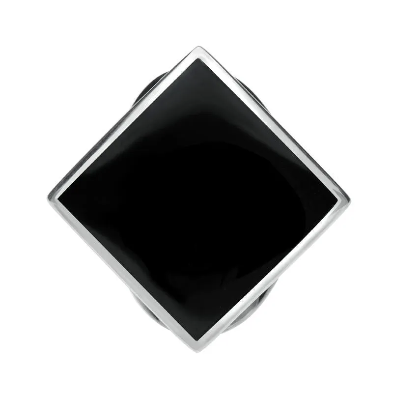 Sterling Silver Whitby Jet Medium Rhombus Ring sold by Jura Watches
