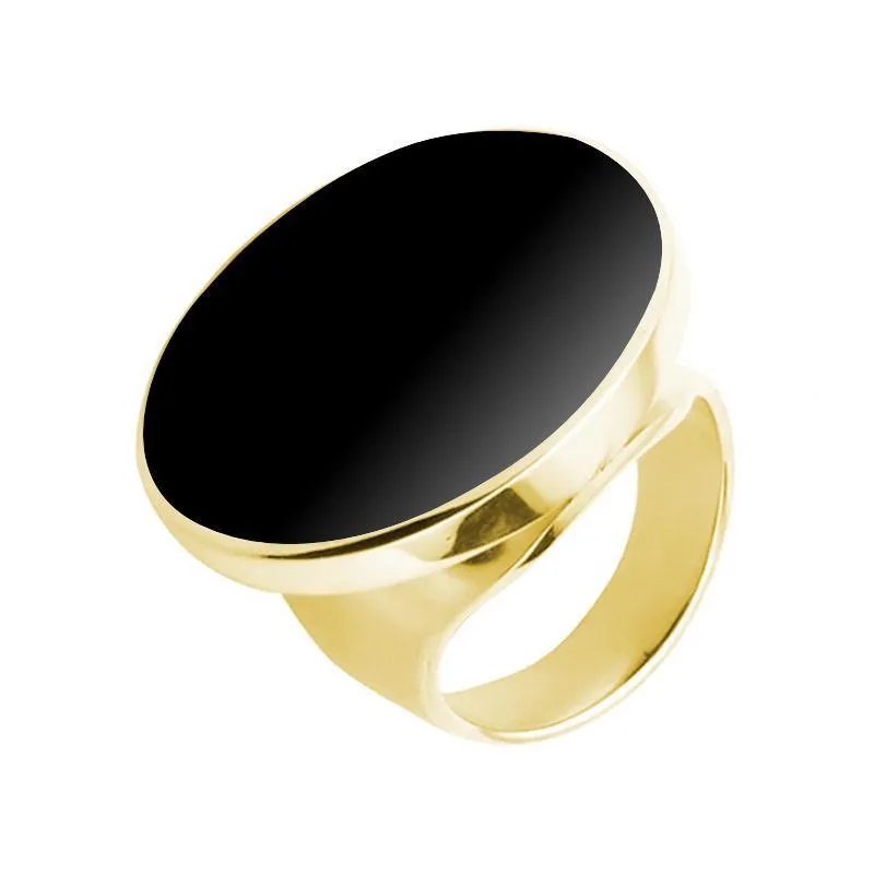 9ct Yellow Gold Whitby Jet Medium Round Stone Ring sold by Jura Watches