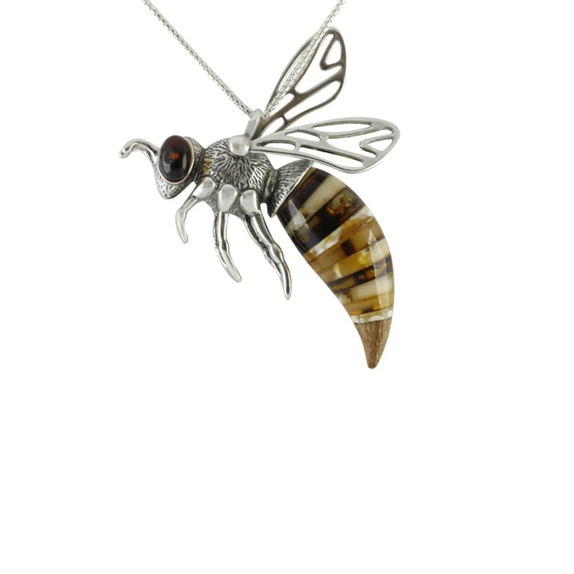 Sterling Silver Amber Medium Honey Bee Necklace sold by Jura Watches