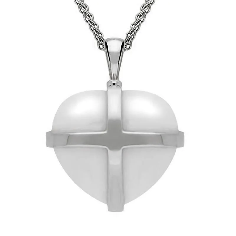 Sterling Silver Bauxite Large Cross Heart Necklace sold by Jura Watches