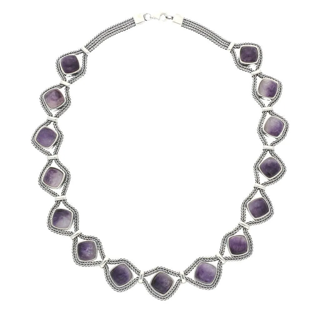 Sterling Silver Blue John Foxtail Cushion Fifteen Stone Necklace D sold by Jura Watches product image thumbnail 2