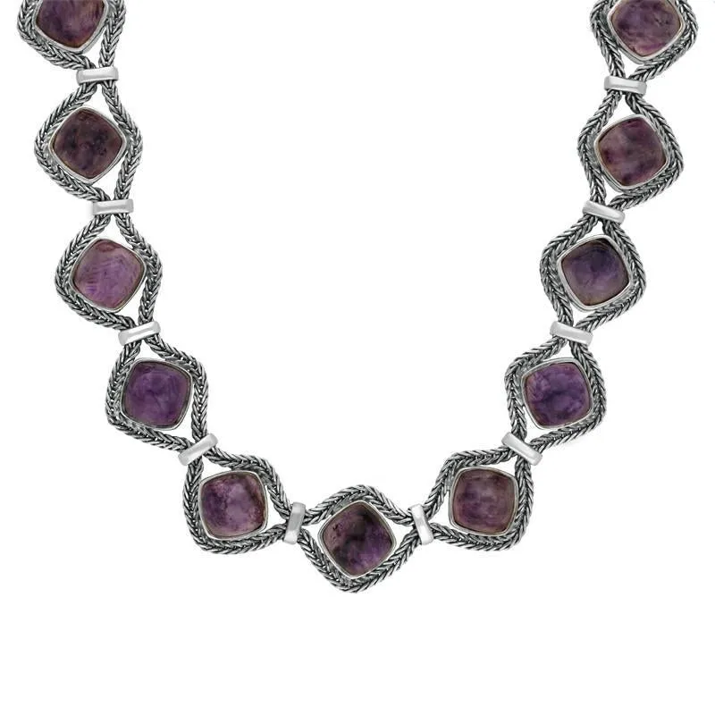 Sterling Silver Blue John Foxtail Cushion Fifteen Stone Necklace D sold by Jura Watches