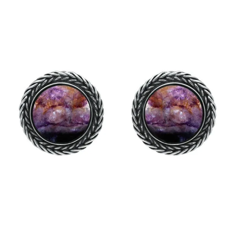 Sterling Silver Blue John Foxtail Round Stud Earrings D sold by Jura Watches