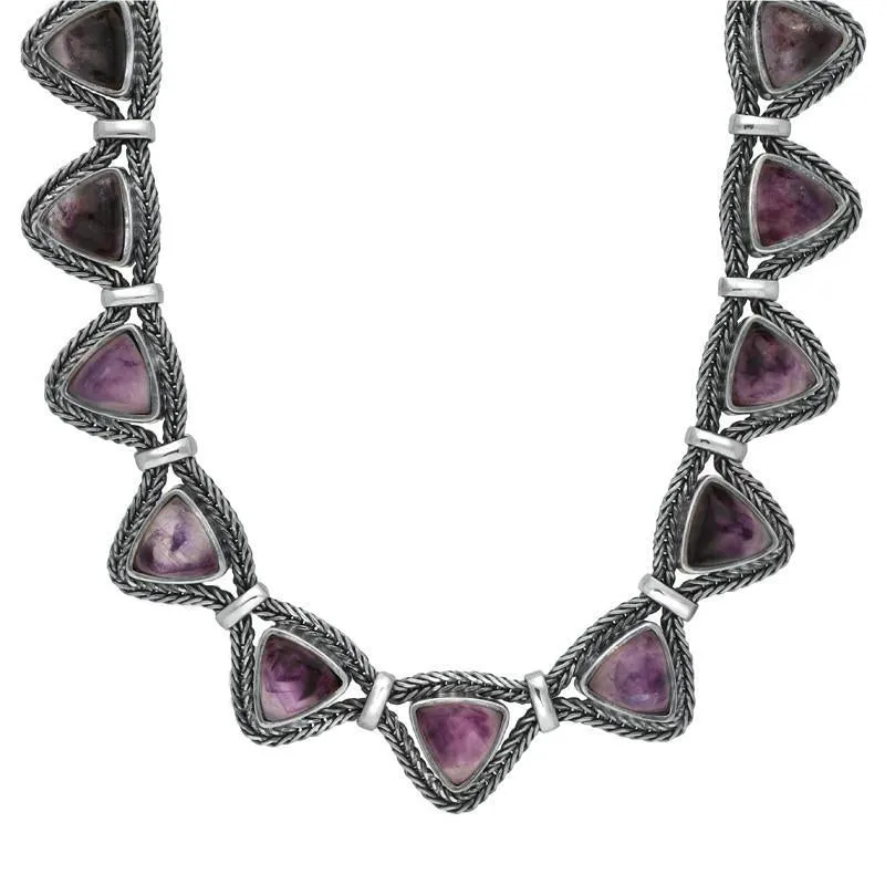 Sterling Silver Blue John Foxtail Triangular Seventeen Stone Necklace D sold by Jura Watches