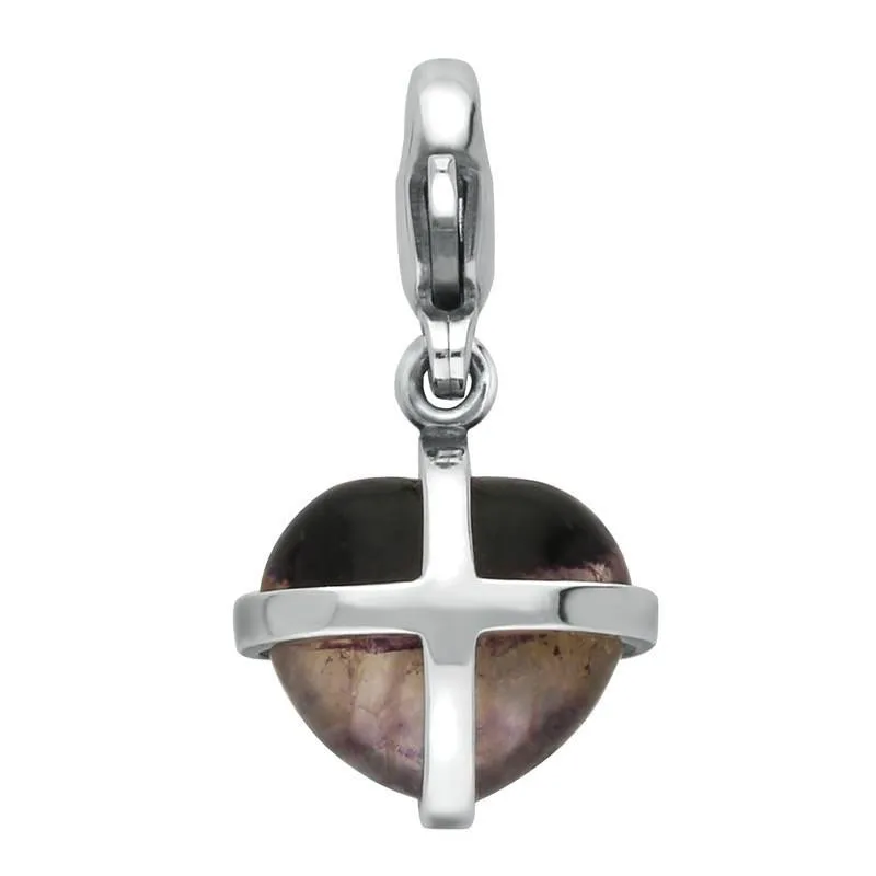 Sterling Silver Blue John Cross Small Heart Charm sold by Jura Watches