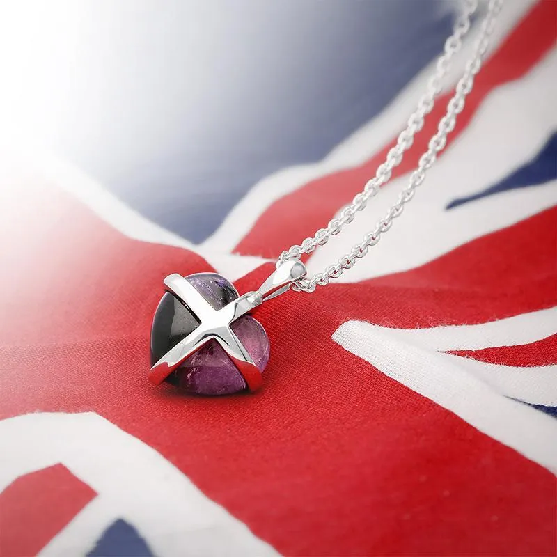 Sterling Silver Blue John Small Cross Heart Necklace sold by Jura Watches product image thumbnail 2