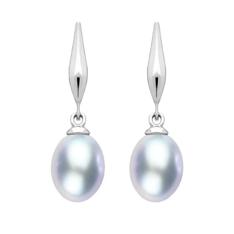 Sterling Silver Grey Pearl Drop Earrings sold by Jura Watches