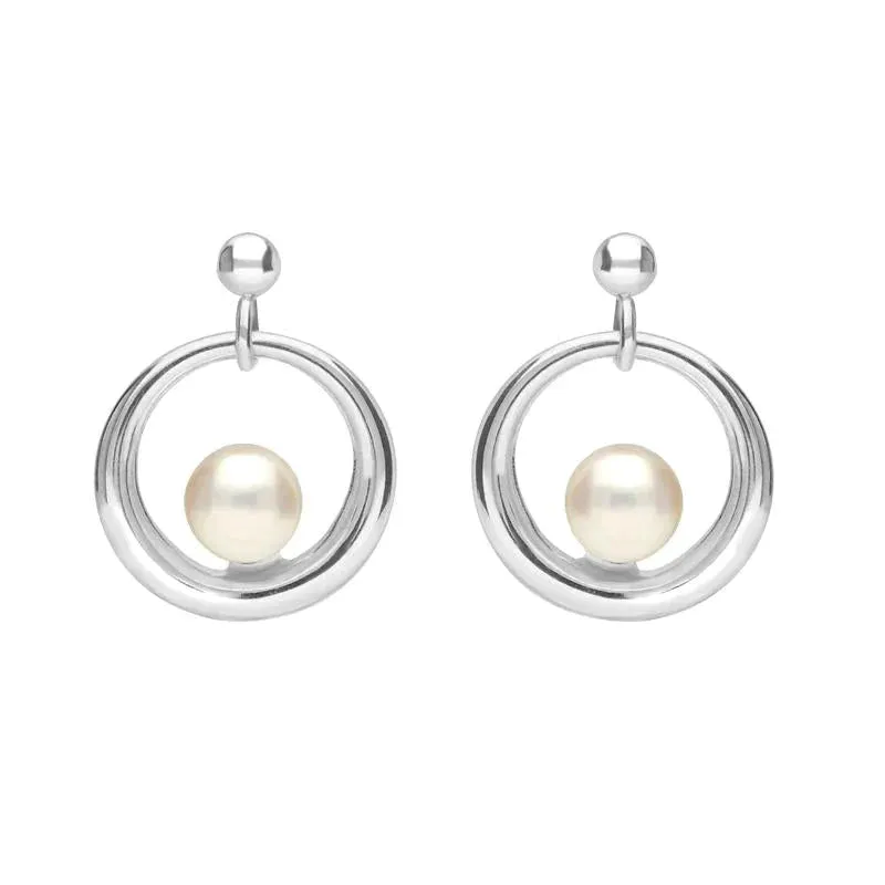 Sterling Silver Pearl Circle Stud Earrings D sold by Jura Watches