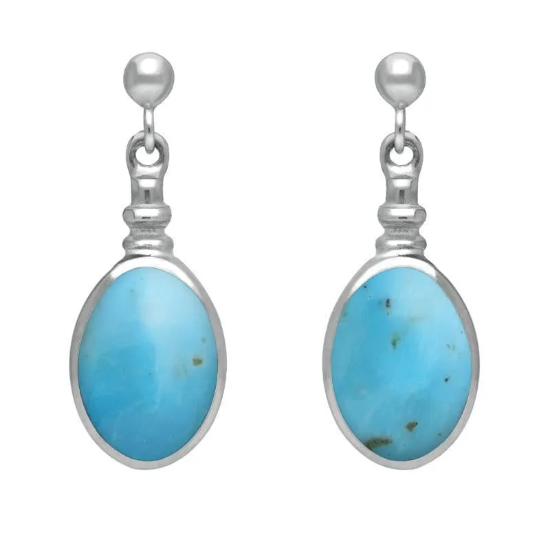 Sterling Silver Turquoise Oval Bottle Top Drop Earrings sold by Jura Watches