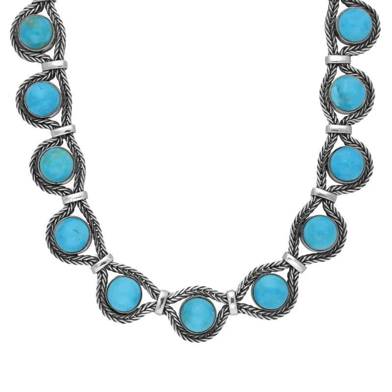 Sterling Silver Turquoise Foxtail Seventeen Stone Necklace D sold by Jura Watches