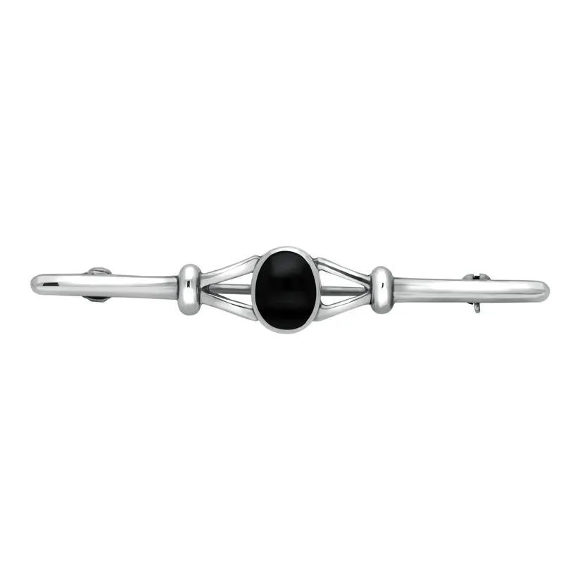 Sterling Silver Whitby Jet Bar Brooch sold by Jura Watches