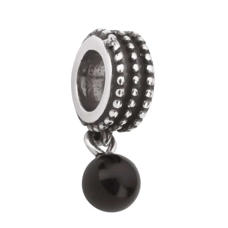 Sterling Silver Whitby Jet Beaded Dropper Charm sold by Jura Watches