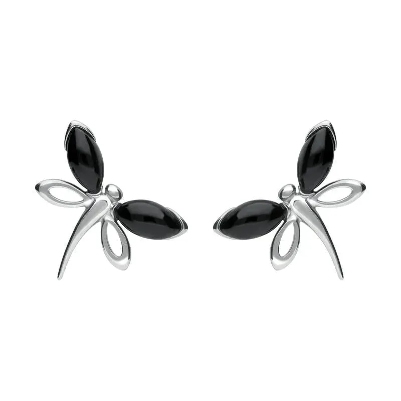 Sterling Silver Whitby Jet Butterfly Stud Earrings sold by Jura Watches