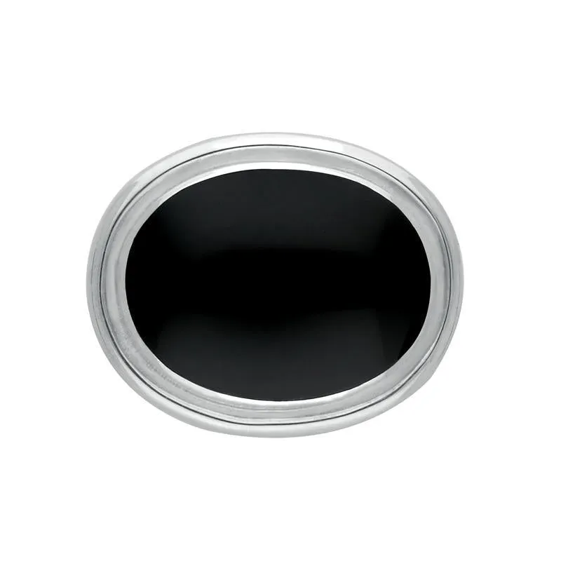 Sterling Silver Whitby Jet Classic Framed Oval Brooch sold by Jura Watches