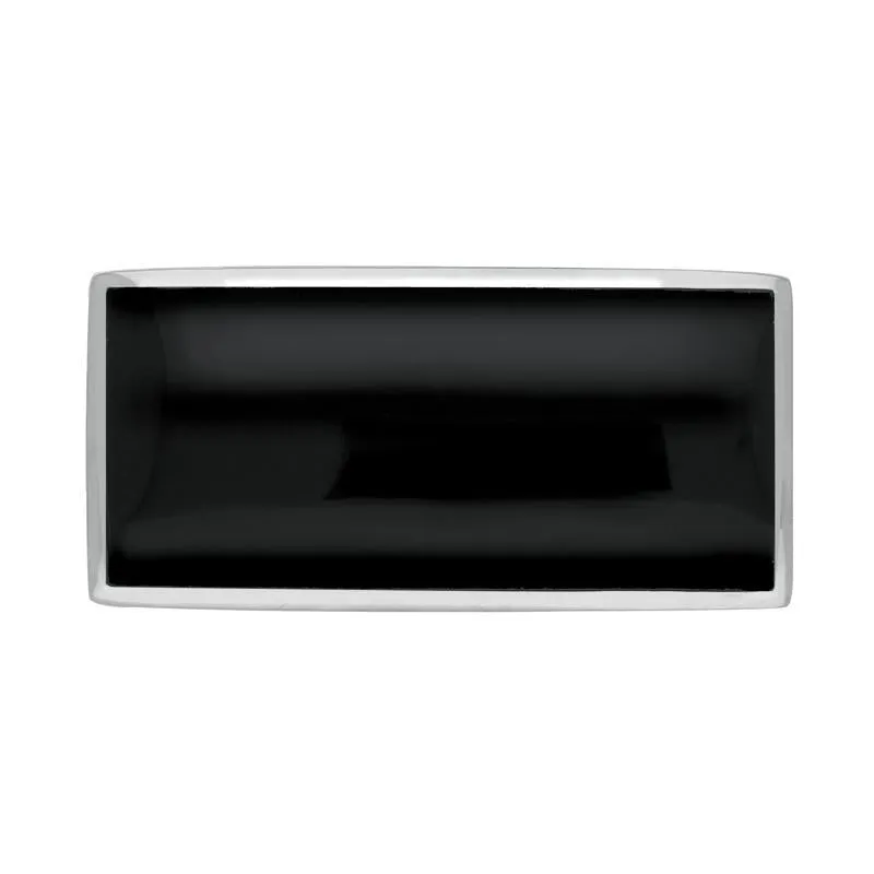 Sterling Silver Whitby Jet Contemporary Oblong Brooch sold by Jura Watches