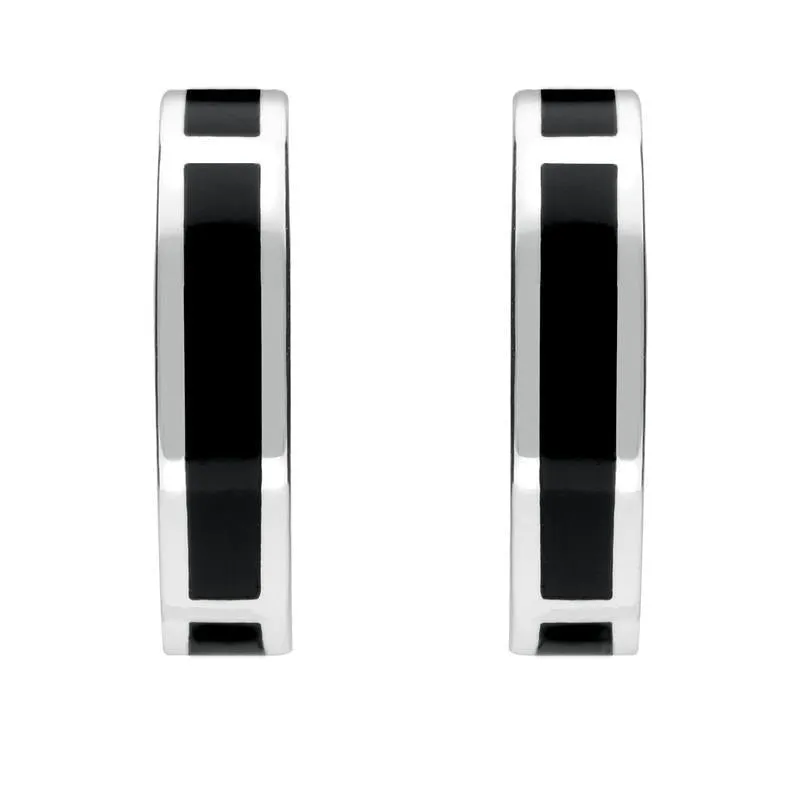 Sterling Silver Whitby Jet Curved Oblong Stud Earrings sold by Jura Watches
