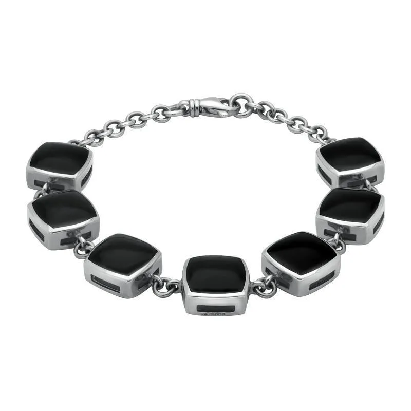 Sterling Silver Whitby Jet Cushion Bracelet sold by Jura Watches