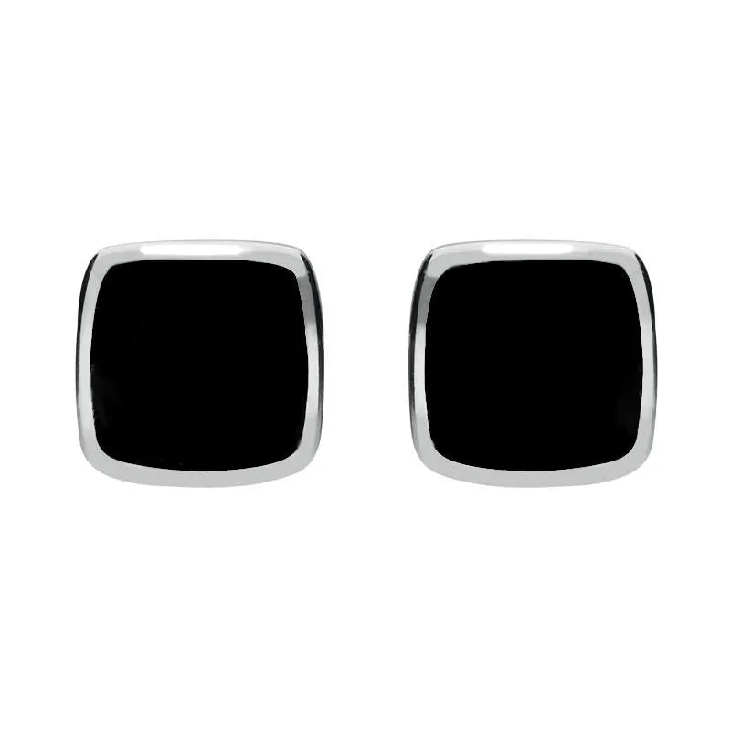 Sterling Silver Whitby Jet Cushion Stud Earrings sold by Jura Watches