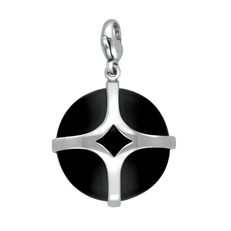 Sterling Silver Whitby Jet Disc Open Cross Large Charm D sold by Jura Watches