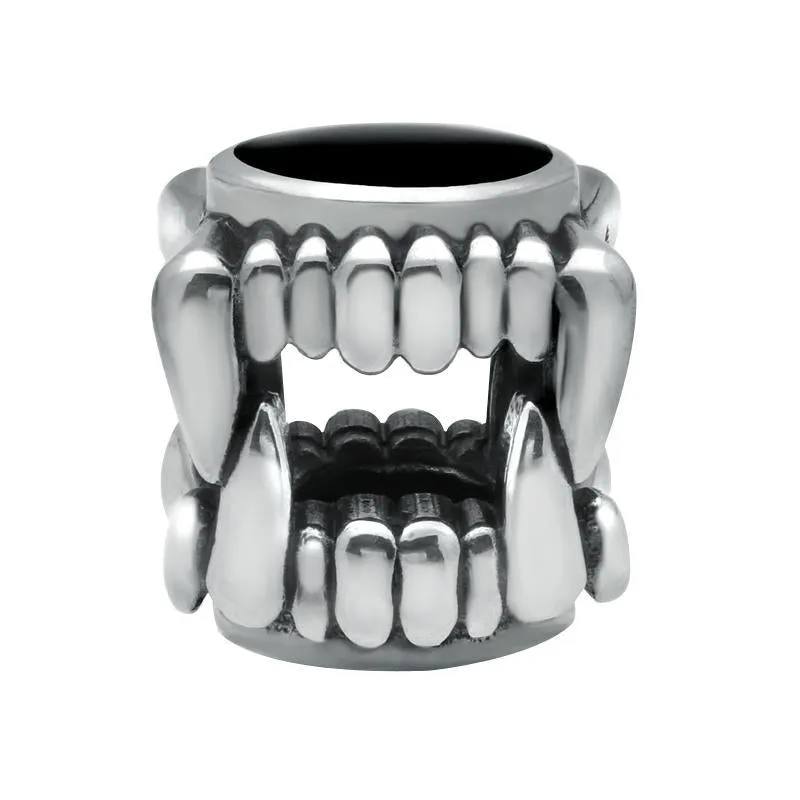 Sterling Silver Whitby Jet Vampire Fangs Charm sold by Jura Watches
