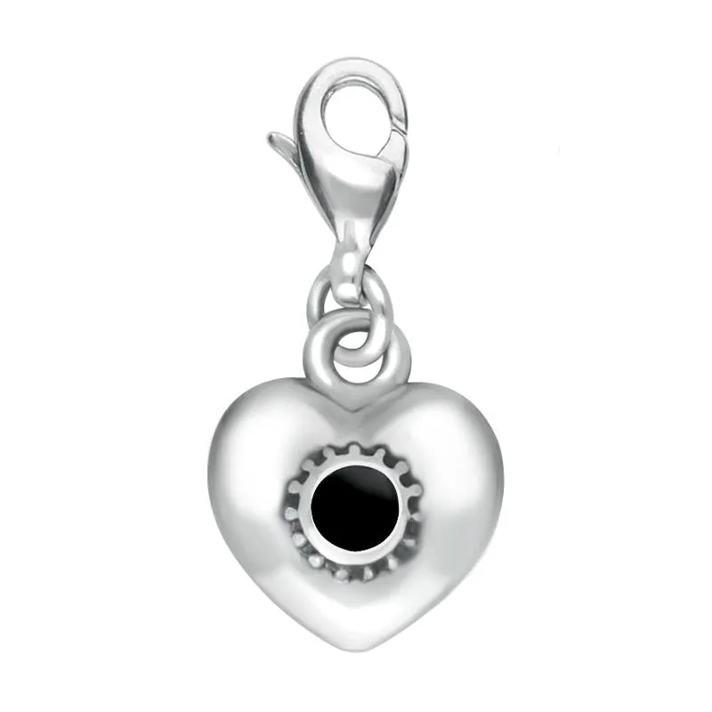 Sterling Silver Whitby Jet Flat Heart Charm sold by Jura Watches