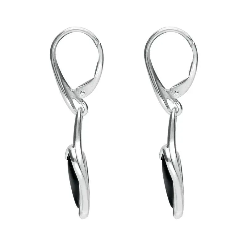 Sterling Silver Whitby Jet Fleur Leaf Drop Earrings sold by Jura Watches product image thumbnail 2