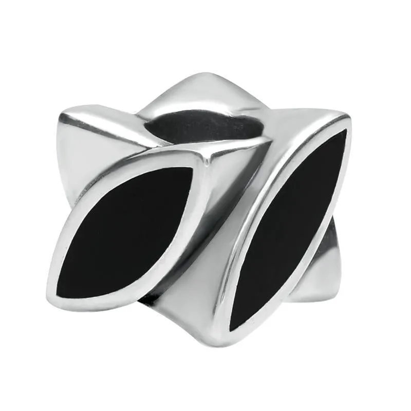 Sterling Silver Whitby Jet Four Stone Marquise Charm sold by Jura Watches