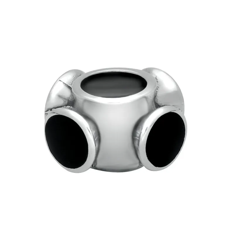 Sterling Silver Whitby Jet Four Stone Volcano Set Charm sold by Jura Watches