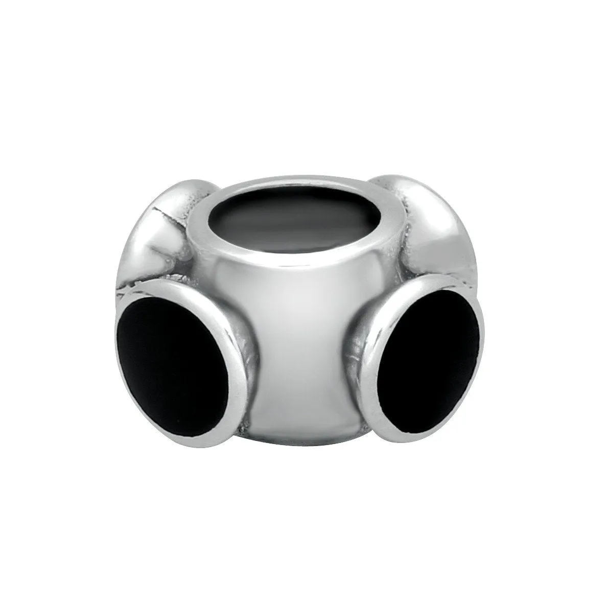 Sterling Silver Whitby Jet Four Stone Volcano Set Charm sold by Jura Watches