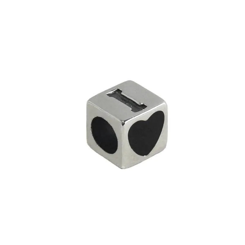 Sterling Silver Whitby Jet I Love U Cube Charm sold by Jura Watches