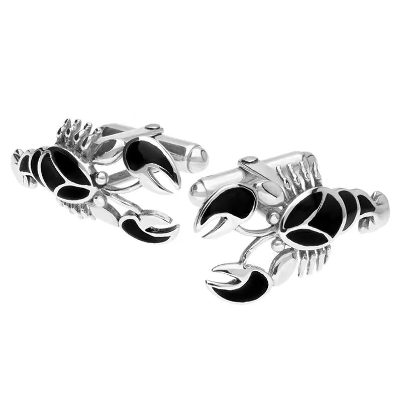 Sterling Silver Whitby Jet Lobster Cufflinks sold by Jura Watches