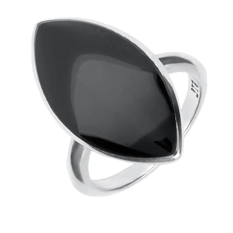 Sterling Silver Whitby Jet Marquise Ring sold by Jura Watches