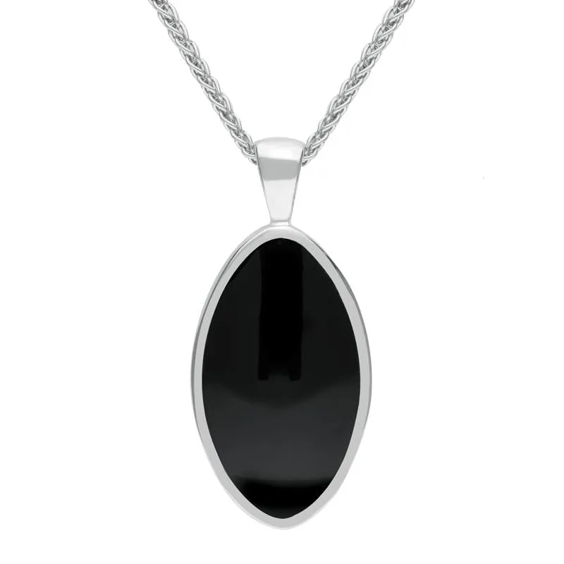 Sterling Silver Whitby Jet Oval Necklace sold by Jura Watches
