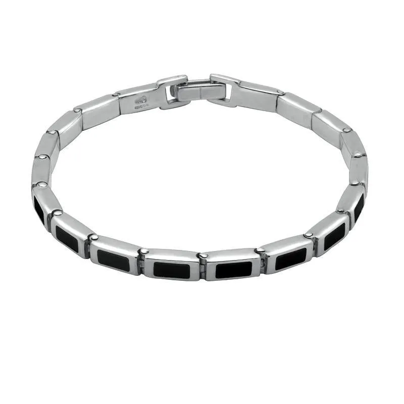 Sterling Silver Whitby Jet Heritage Petite Oblong Bracelet sold by Jura Watches
