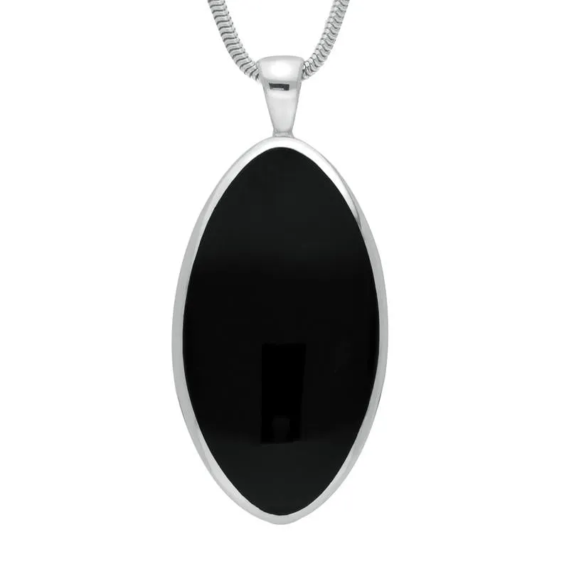 Sterling Silver Whitby Jet Large Oval Necklace sold by Jura Watches