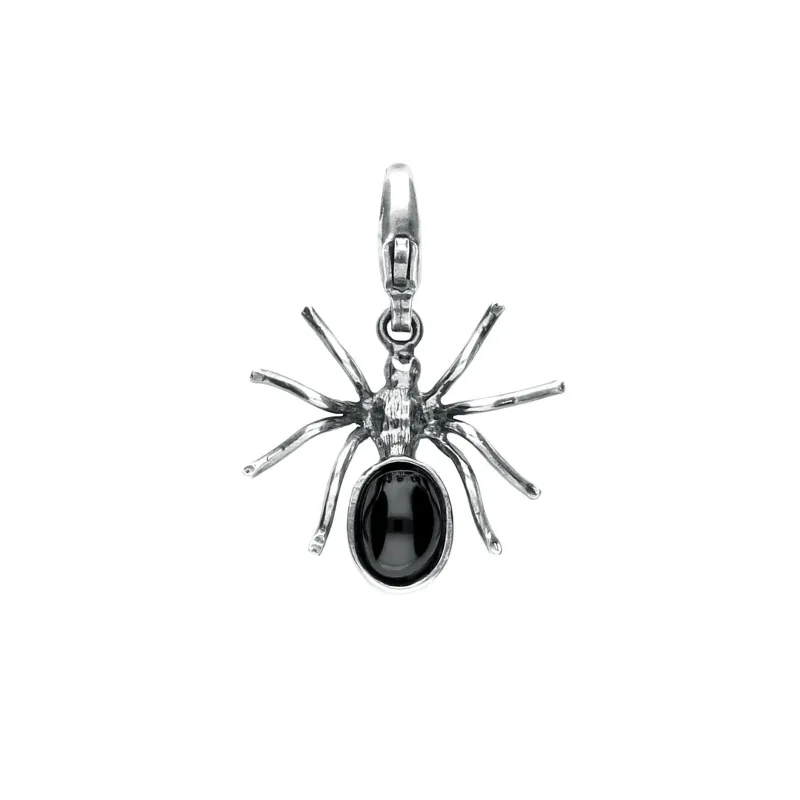Sterling Silver Whitby Jet Spider Clip Charm sold by Jura Watches