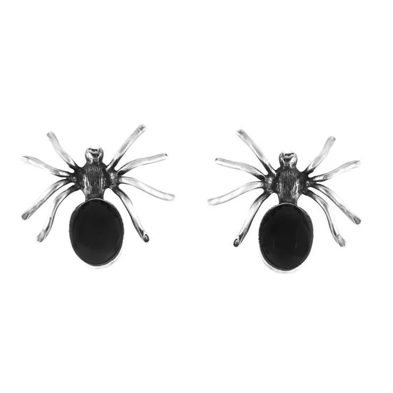 Sterling Silver Whitby Jet Spider Large Stud Earrings sold by Jura Watches