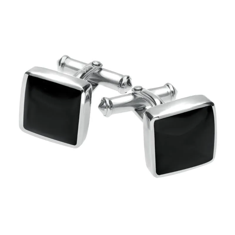 Sterling Silver Whitby Jet Square Cufflinks sold by Jura Watches