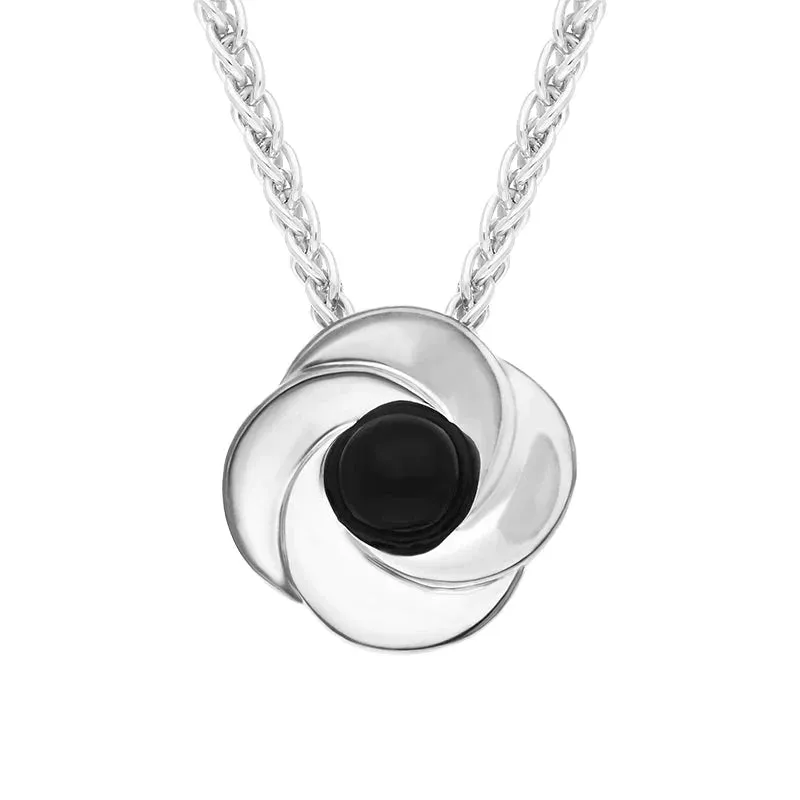 Sterling Silver Whitby Jet Stone Windmill Necklace sold by Jura Watches