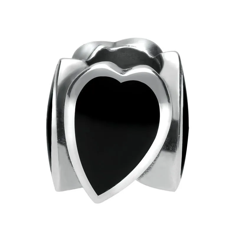 Sterling Silver Whitby Jet Stretched Hearts Charm sold by Jura Watches