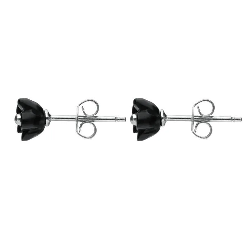 Sterling Silver Whitby Jet Tuberose 6mm Flower Stud Earrings sold by Jura Watches product image thumbnail 2