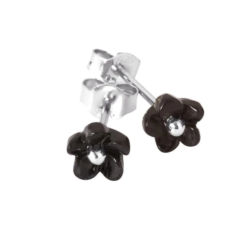 Sterling Silver Whitby Jet Tuberose 6mm Flower Stud Earrings sold by Jura Watches product image thumbnail 3