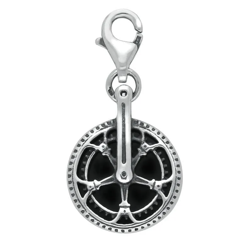 Sterling Silver Whitby Jet Tour De Yorkshire Chain Wheel Charm sold by Jura Watches